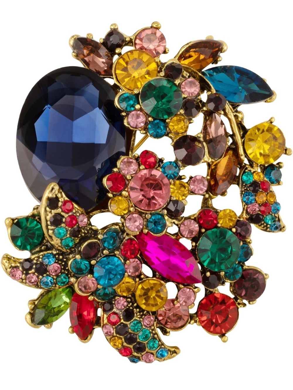 Multicolor Crystal Flower Brooch - Designer Style